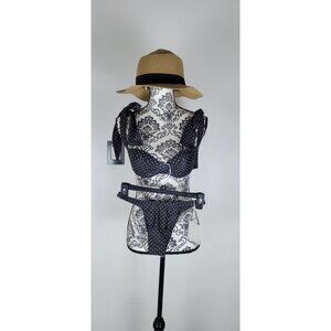 SAME Bikiny Set 2pc Womens Swim The Lady Bra 90's Polka Dot Sz Xs Black/White